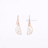 Gemstone Drop Earrings, White Howlite Halfmoon Earring, Rose Gold Plated Silver Earring, Womens Gift Earring, Everyday Earring, Gift For Her